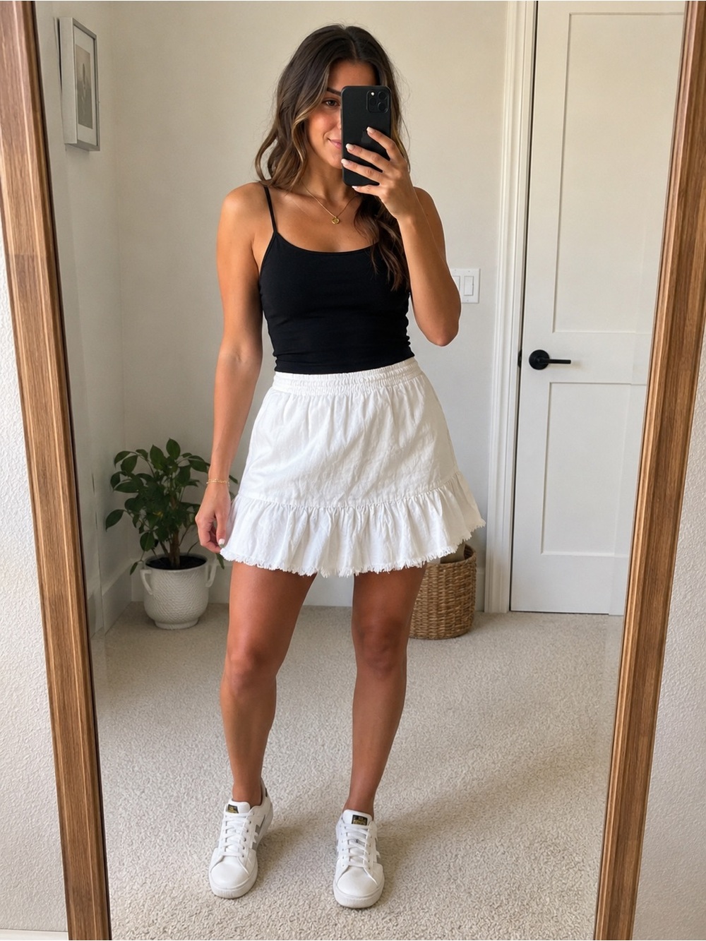 White Cotton Mini Skirt